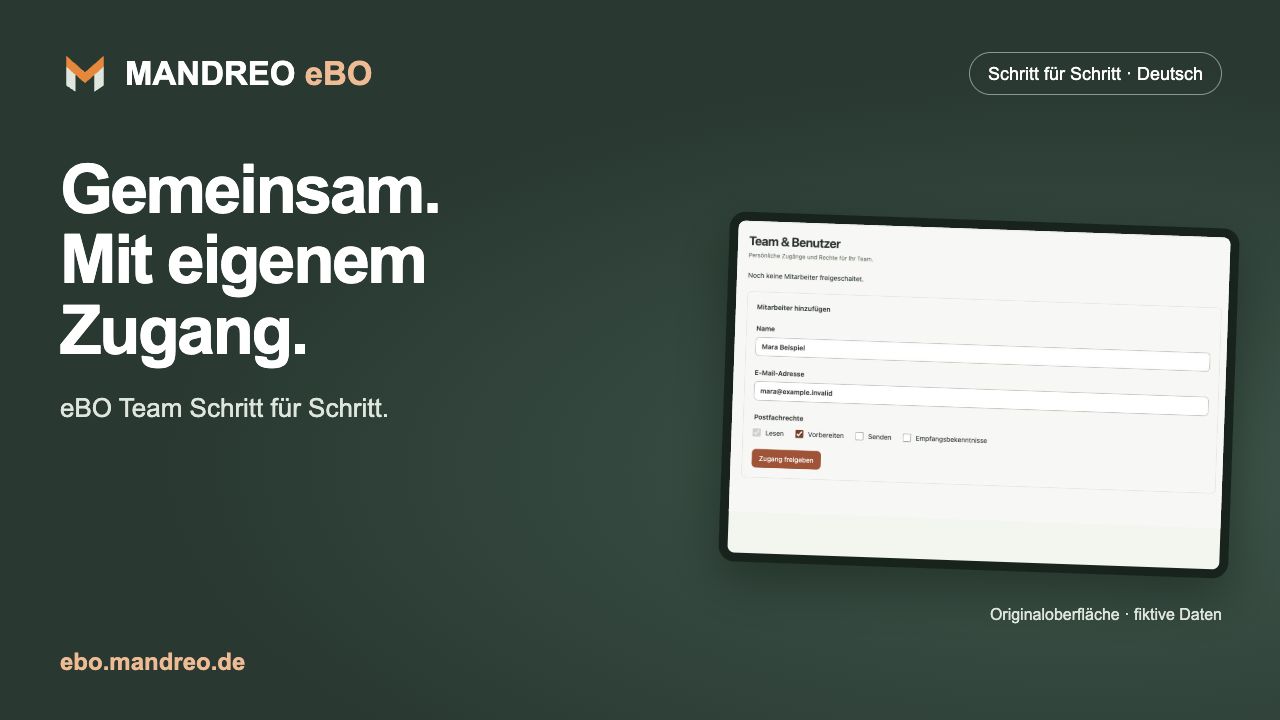 eBO im Team nutzen: MANDREO eBO Schritt für Schritt